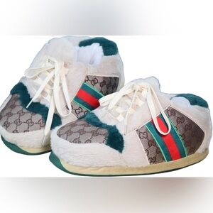 Gucci Unisex Plush Sneaker Slippers, Comfy Warm Fluffy Soft Home Slippers